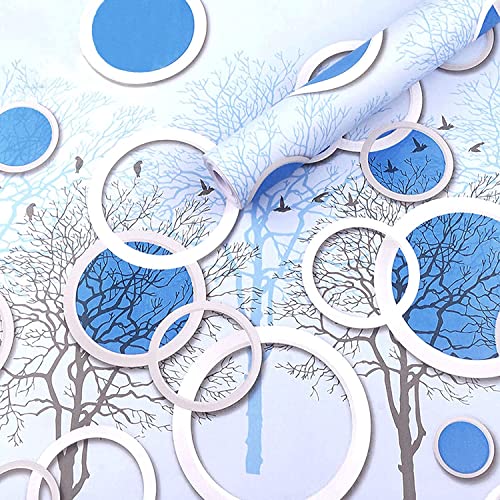 Image of SARVATRAY Self-Adhesive Wallpaper, Blue Round Kitchen & Wall Stickers, Oil Proof & Heat Resistant, 1.5 X 9.5 SQ FT(3 M)