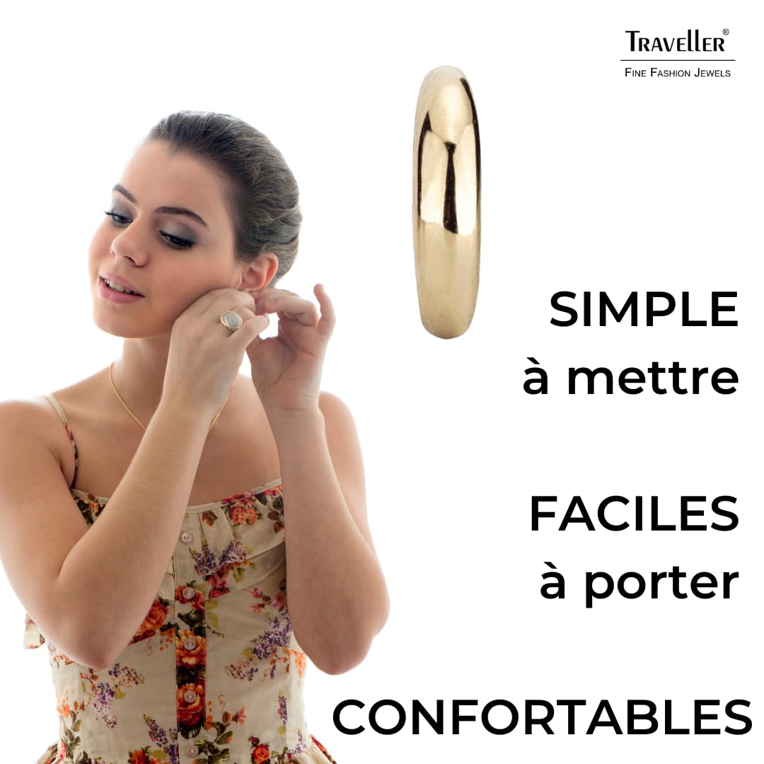 Traveller Boucles d'oreilles à clip - Pour femme - Demi-créoles étroites