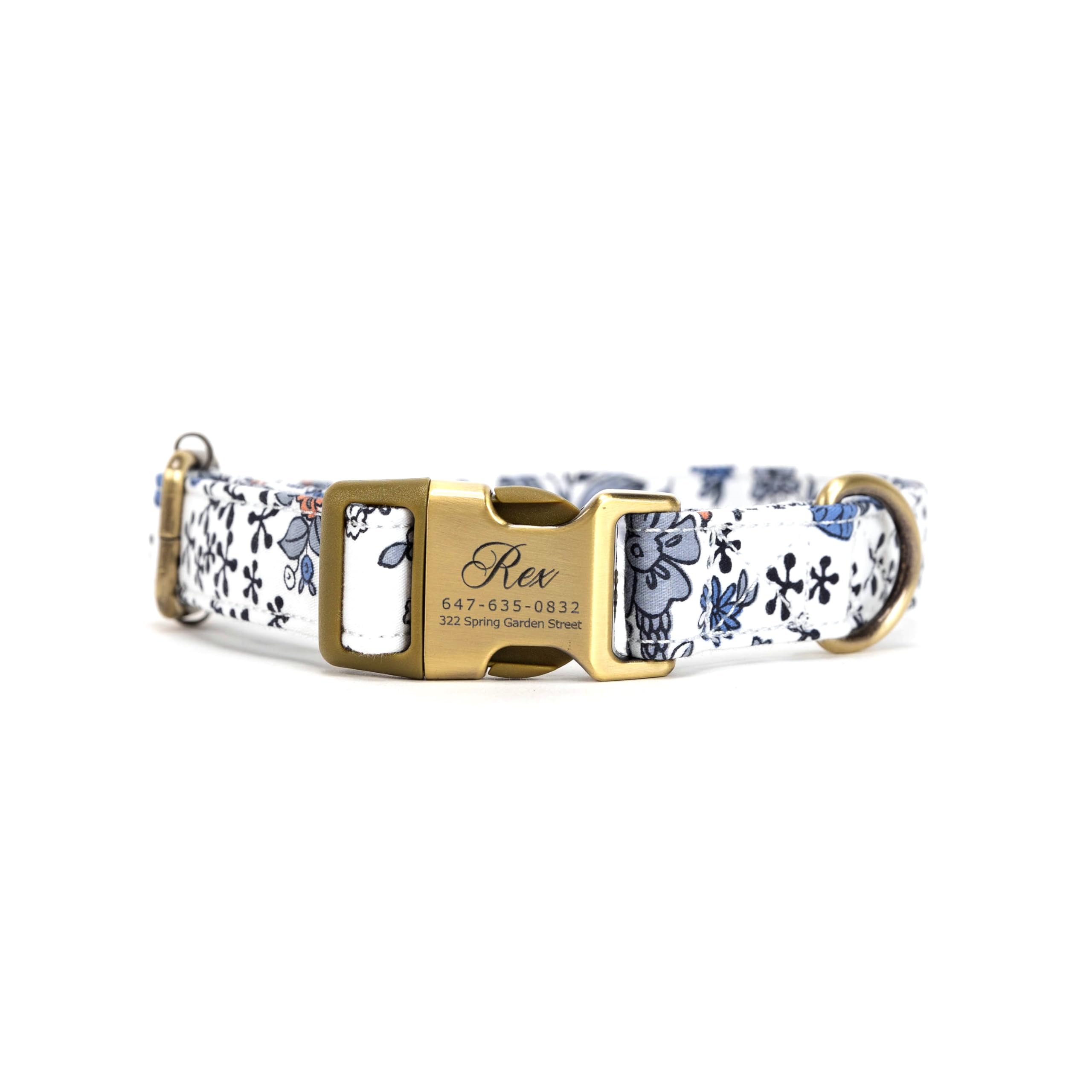 Personalized Dog Collar with Name and Phone Number Engraved,Adjustable Custom Puppy Collar,Organic Cotton Pet Collar for Small Medium Large Boy Girl