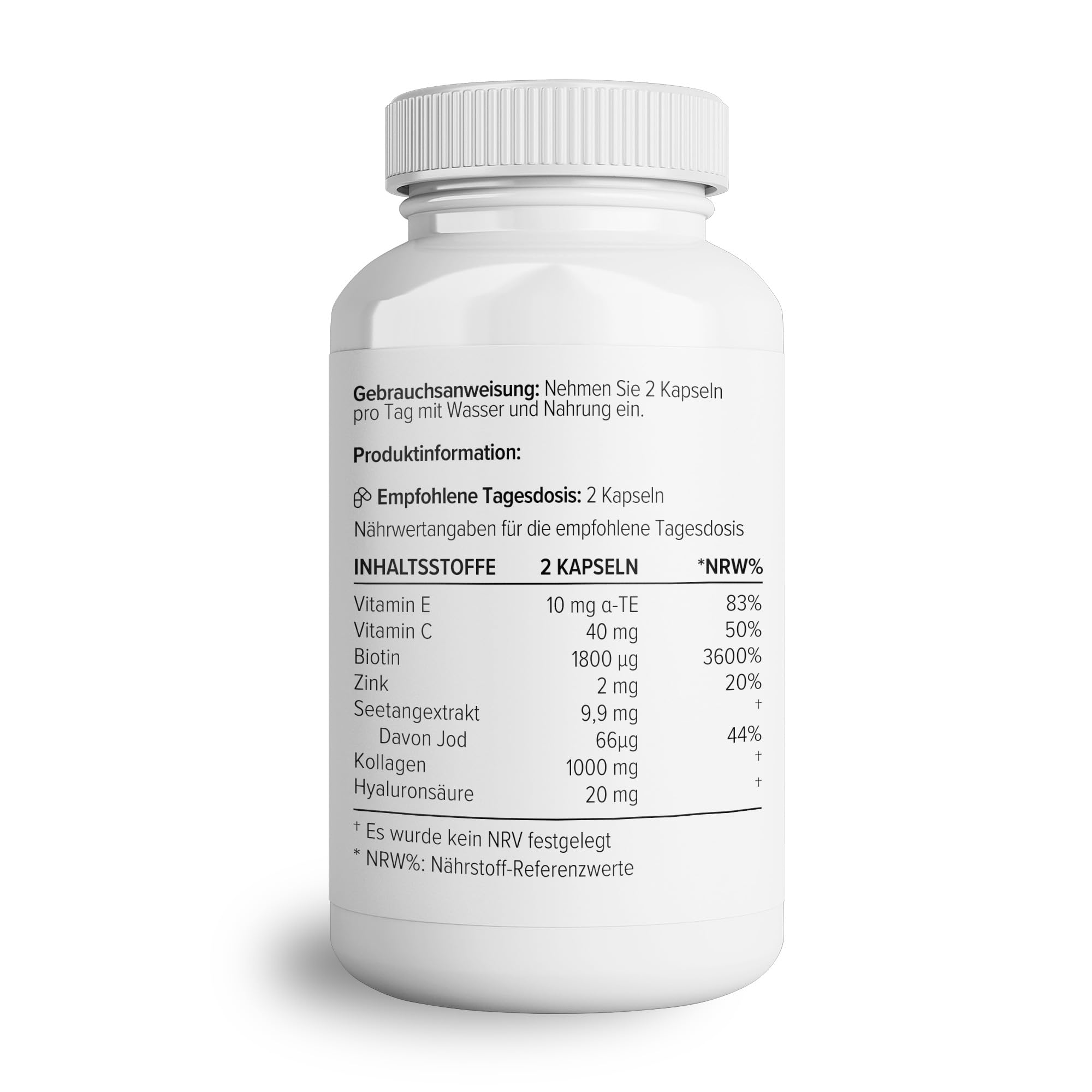 Theonia Kollagen Complex Hyaluronsäure & Seetang, Vitamin E, C, Biotin – Gesunde Nägel, Haut, Haare, Gelenke, Stoffwechsel - Typ 1 Meereskollagen – frei von Gentechnik, 180 Kapseln
