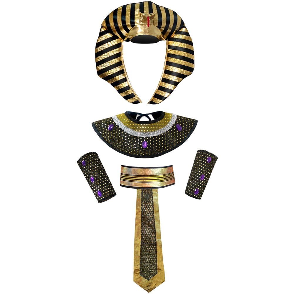 Disfraz De Faraón Egipcio para Hombre Adulto, Atuendo De Rey del Antiguo Egipto con Accesorios Completos para Cosplay De Halloween.