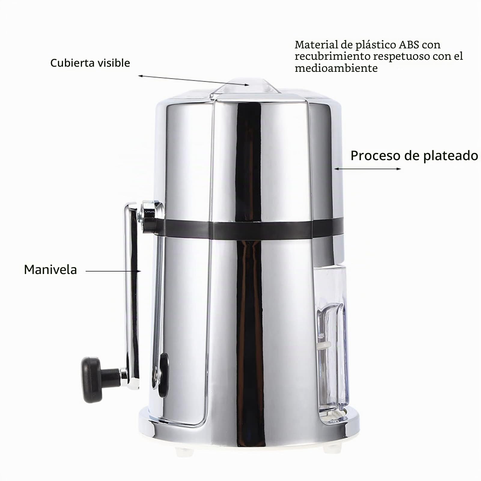Trituradora de hielo portátil Manual y máquina de hielo raspado, trituradora de hielo raspado portátil comercial para el hogar con hoja de acero inoxidablem, Adecuado para batidos, helados