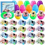 DIYDEC 36pcs Easter Pull Back Cars Filled with Eggs Mini Easter Race Cars for Kids Boys Car Toys for Basket Stuffers Party Favors Classroom Prizes Goodie Bags Fillers