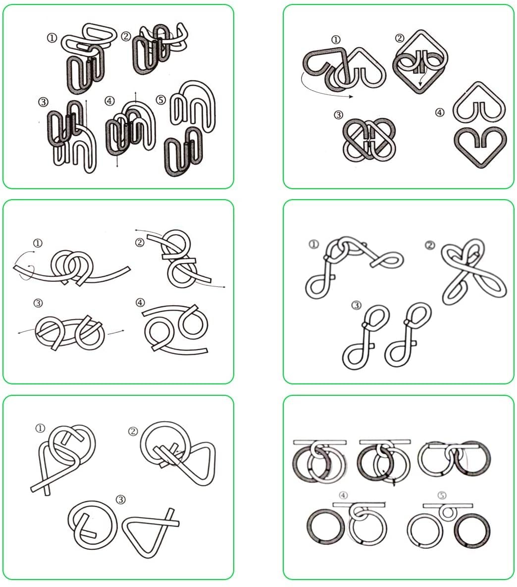 24 Pezzi Metallo Rompicapo Set, Giocattoli Educativi IQ Test, Puzzle Giocattolo Educativo Intelligenza per Adulti (Puzzle)