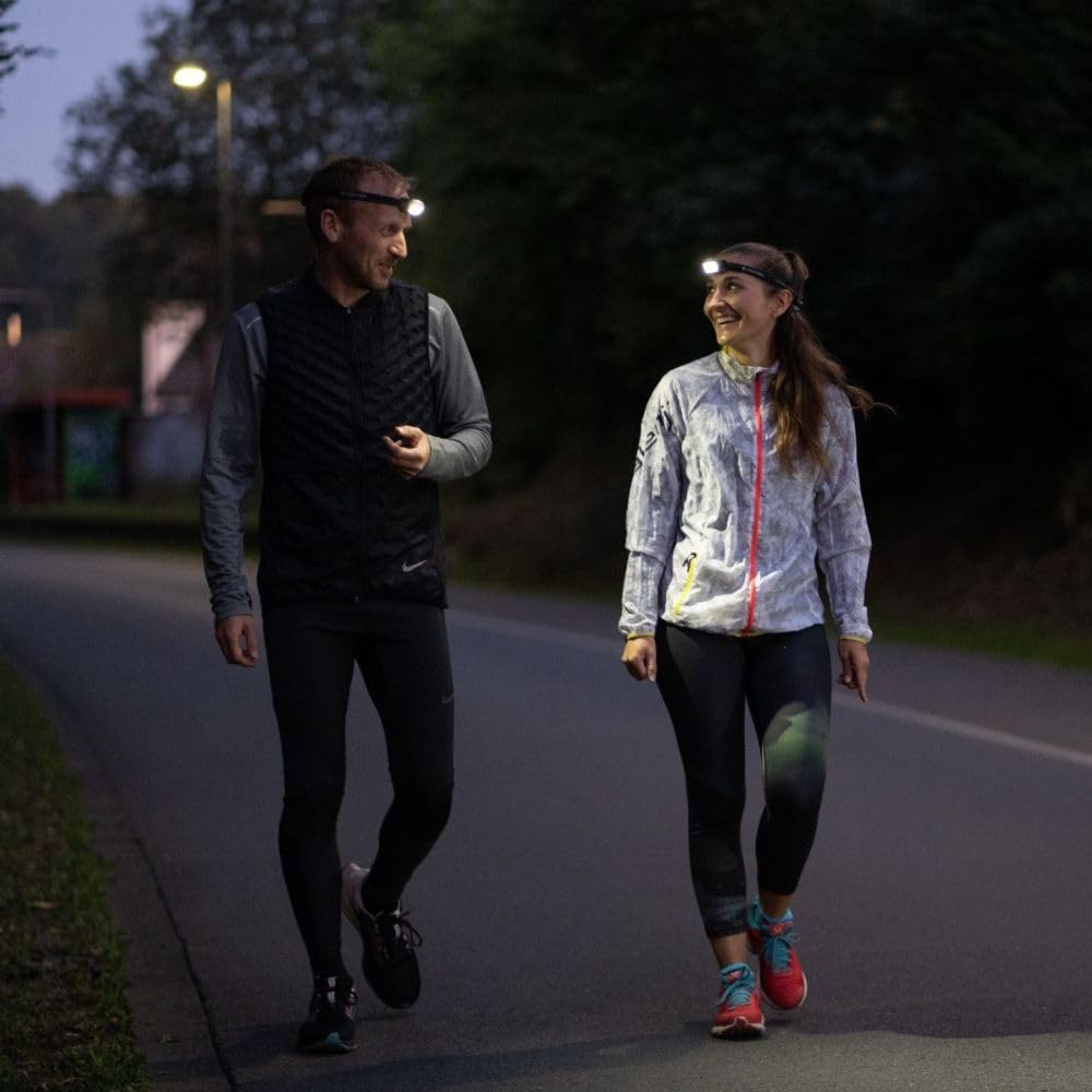 Ledlenser NEO3 - Lampe frontale LED à piles, ultra-lumineuse 400 lm, légère, 20h d’autonomie, bandeau réfléchissant, lumière avant rouge - Pour la course à pied, la pêche, la randonnée - Bleu