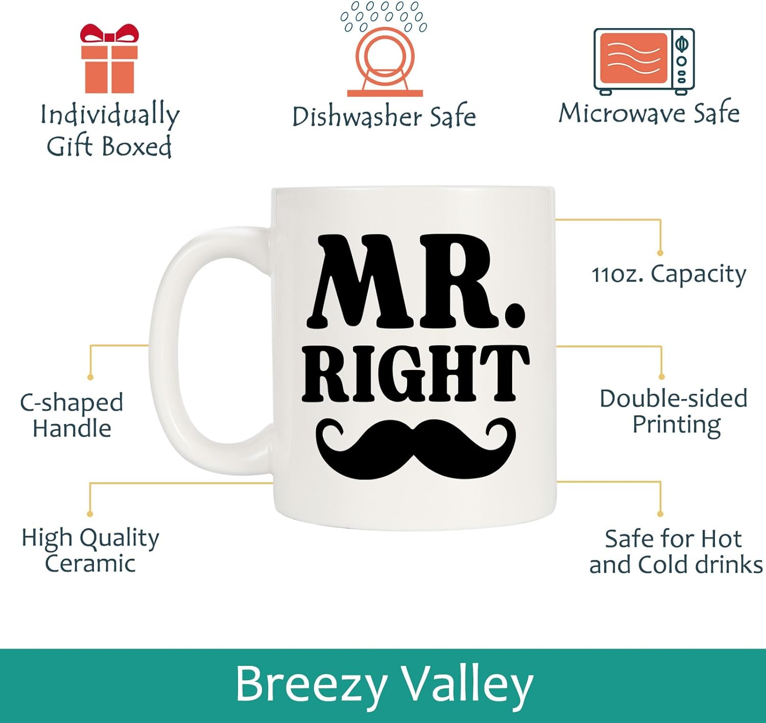 Mr and Mrs Coffee Mugs, Valentine's Day Gifts for Couples, Couples Gifts for Wedding Engagement Anniversary, Couple Gift Ideas for His Hers Husband Wife Parents Friends Newlyweds, Couple Mugs - Image 4