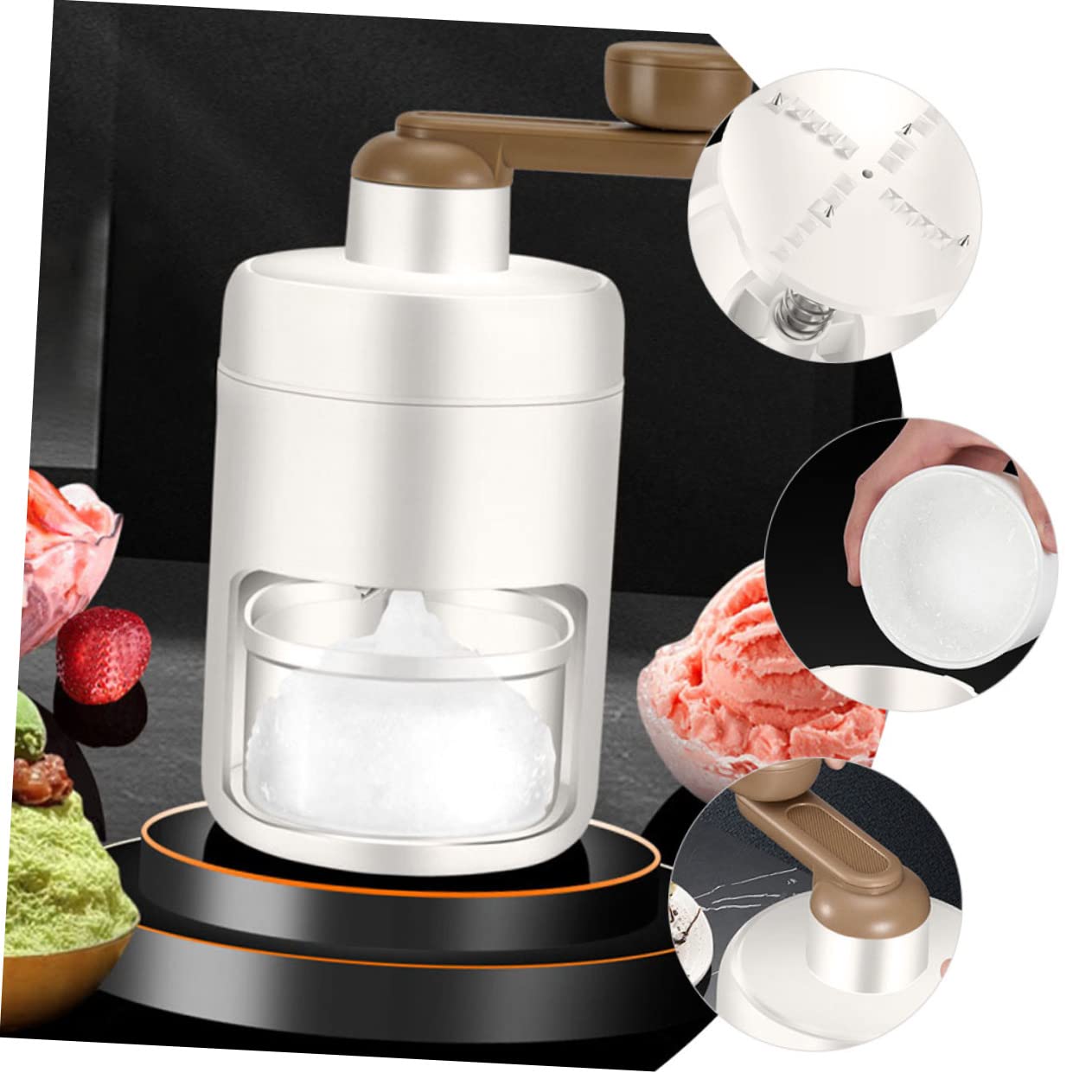 ABOOFAN Hand Crank Ice Crusher Manual Ice Shaver Tool Drinks Desserts Portable for Home Kitchen Bars Parties Easy to Clean Use