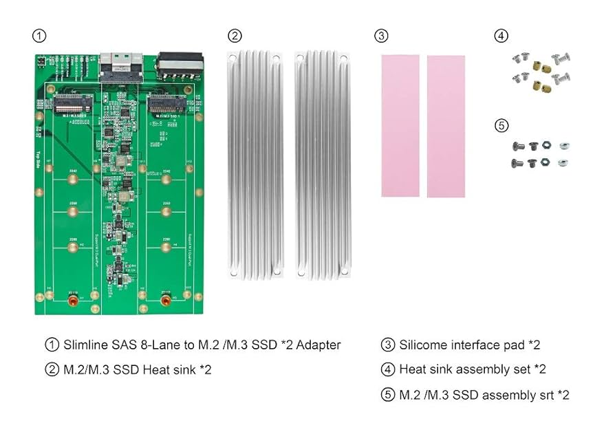Amazon.co.jp: Slimline SAS 8レーン デュアルポートM.2/M.3 NF1