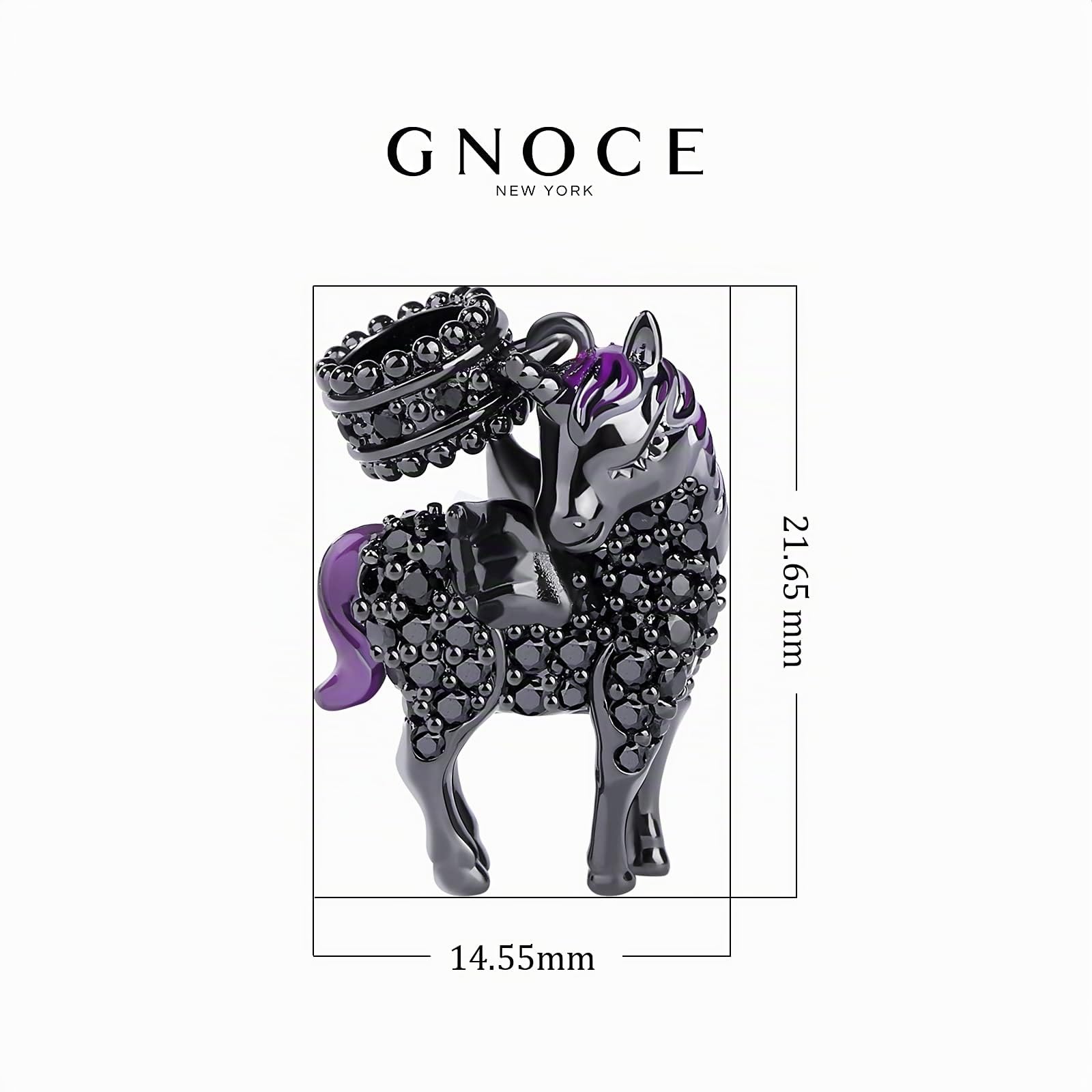 GNOCE Ciondoli a forma di unicorno, in argento placcato oro rosa 18 K, anima e spirito divino, perle con verde ossido di zirconio, compatibili con bracciali e collane