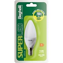 Beghelli - Super LED Light Bulb LED E14 White Light, Olive Shaped LED Bulb, 7 W, 700 lm, 4000 K