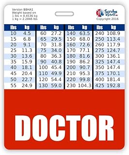 Doctor Badge Buddy Horizontal w/Height & Weight Conversion Charts (Oversized, Red)