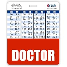 Doctor Badge Buddy Horizontal w/Height & Weight Conversion Charts Oversized, Red