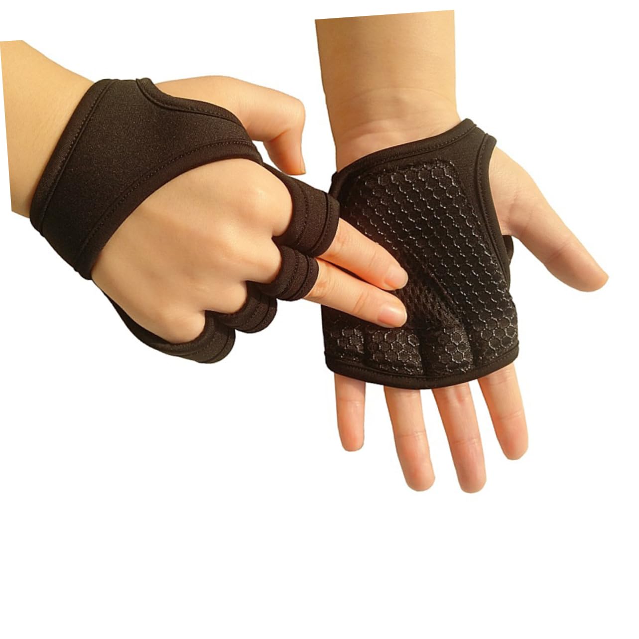 BESPORTBLE 2 Pezzi Guanti Da Palestra Da Donna Guanti Da Allenamento Da Uomo Da Yoga Da Uomo Senza Dita Imbottiti Con Mezzi Con Cinturino In Cotone Di