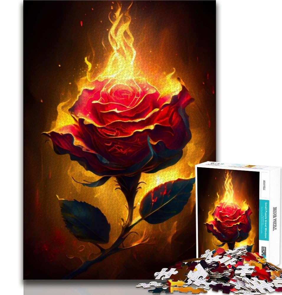 1000 Pieces Jigsaw Puzzle For Adults Teens Burning Rose Teenager Jigsaw,Classic Educational Games Beautiful Decoration 38x26cm