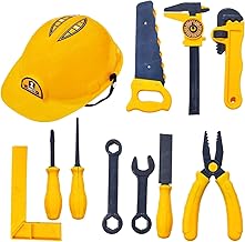 NAVIXA Kids Construction Tool Toy Set with Safety Helmet 19 Pcs Pretend Play Repair Tools Kit for Boys & Girls | Educational Toy Set with Screwdriver, Wrench, Saw, Pliers | Role Play Tool Kit for Kids