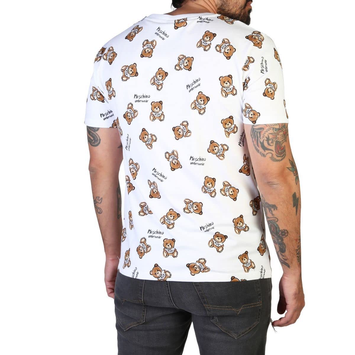 T shirt uomo Moschino logo bear bianco ES23MO17 V1A0702 4417