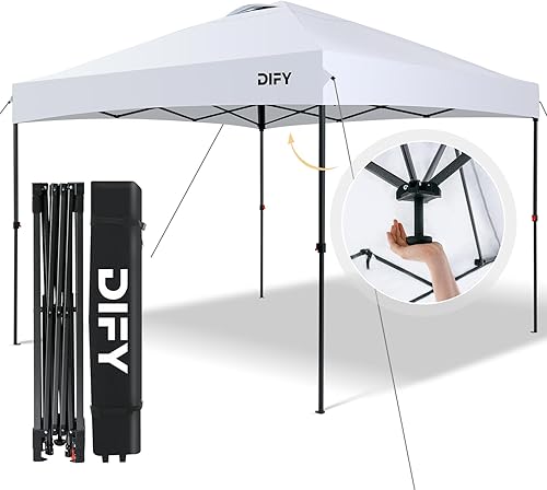 DIFY Toldo desplegable de 10 x 10 pies con bolsa enrollable, toldo instantáneo con 1 botón central, toldo EZ-up para actividades al aire libre,