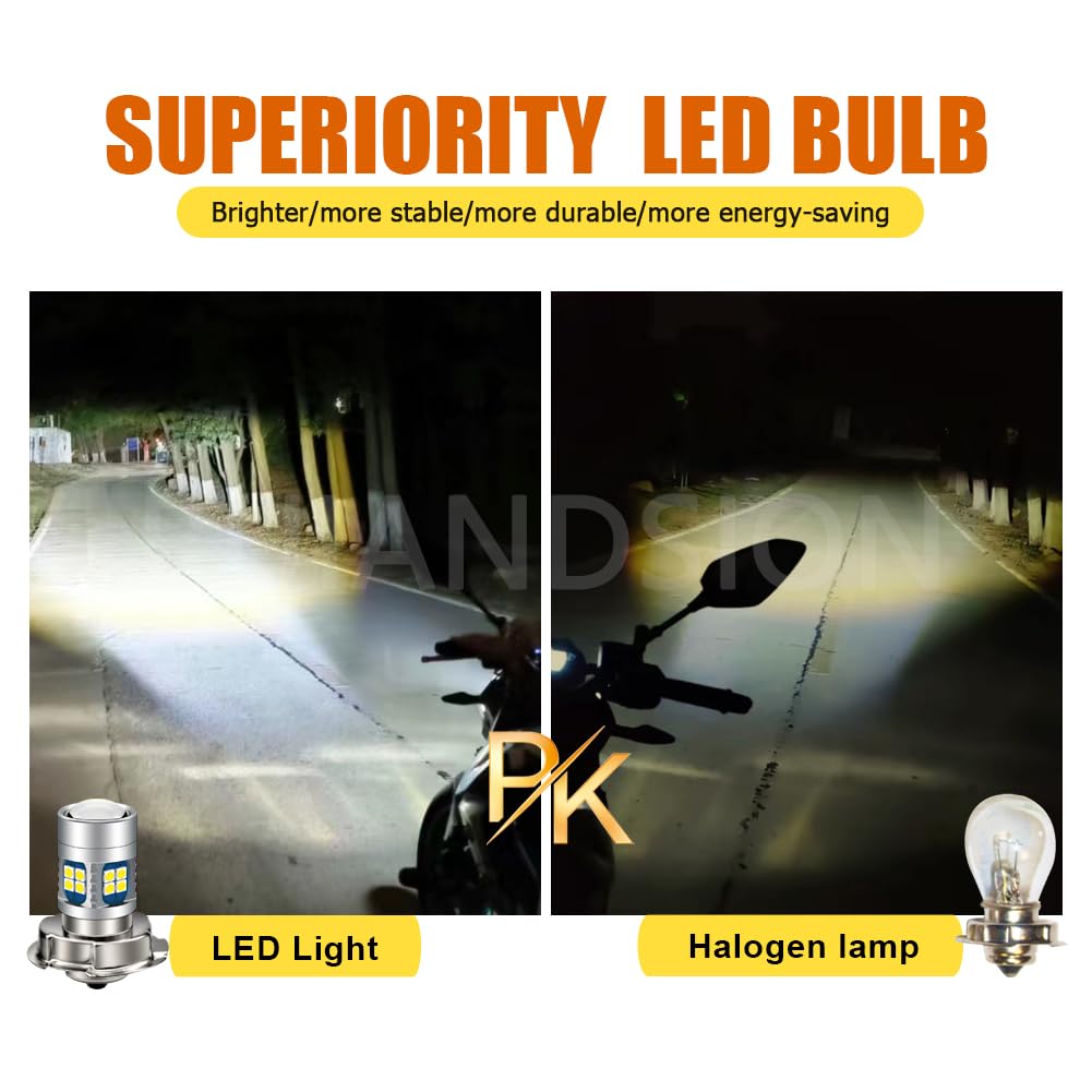 Ruiandsion 1 x żarówka LED P26S DC 6 V, 12 V, 24 V, biała, super jasna, 6000K, 3030, 22SMD, chipy LED, z soczewką do motocykla, reflektorów motocyklowych