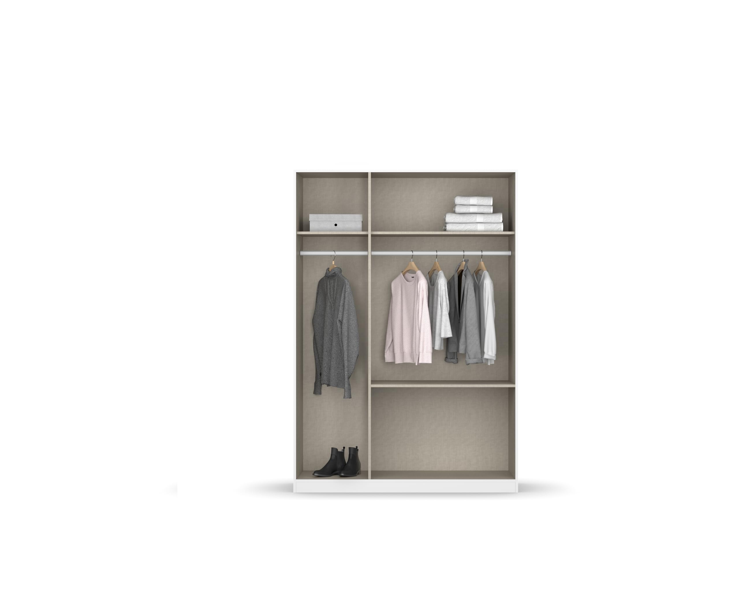 Rauch Möbel Costa, Kleiderschrank für Schlafzimmer, Kinderzimmer, Babyzimmer, Jugendzimmer, Flur, Garderobe 3-türig, 2 Schubladen, Push-to-Open, Farbe Weiß, Breite 136 cm