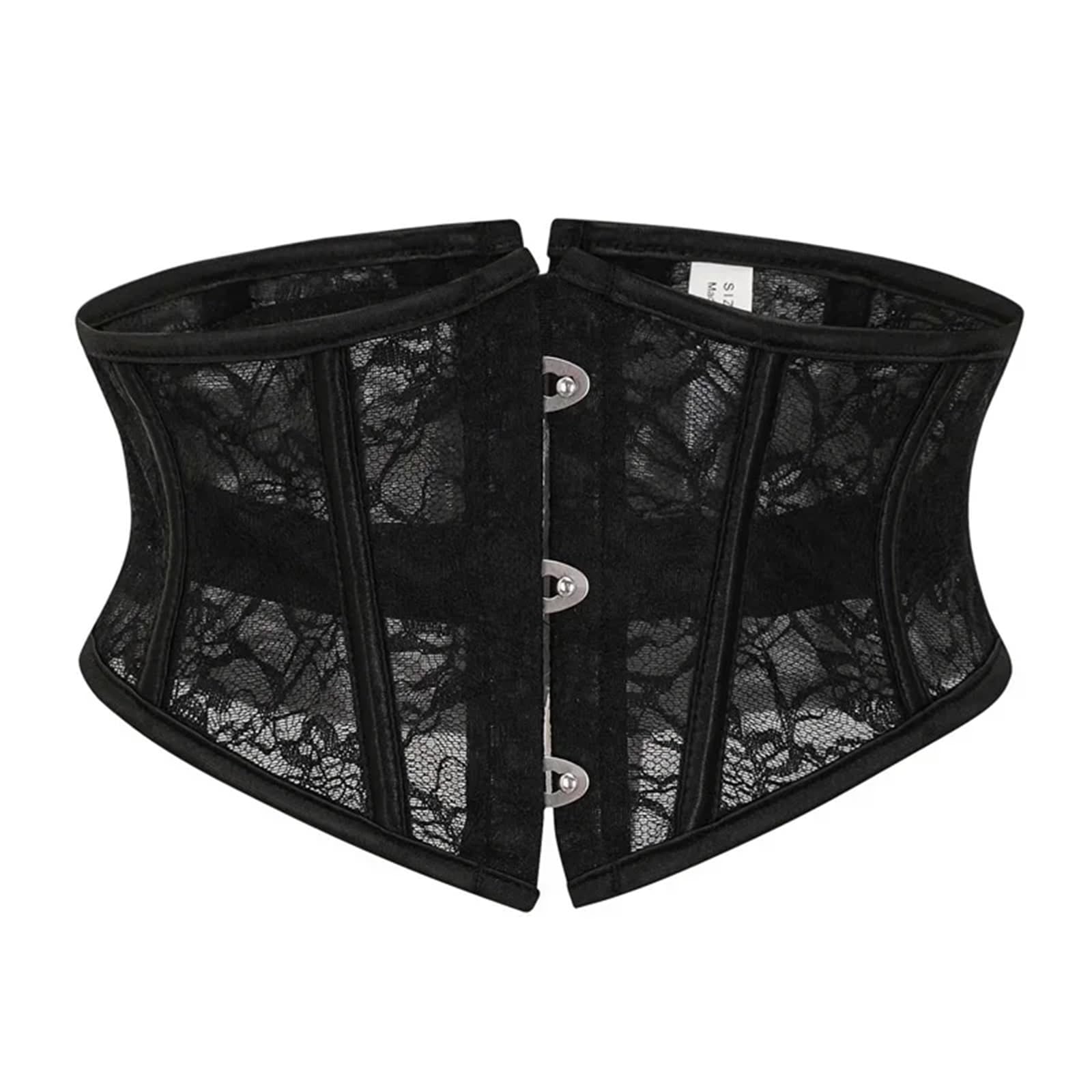 Corset Bustier Femme Elegant Black Gothic Lace Corset Belt – Ideal For Evening Wear And Cosplay Events