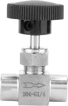 1/4 Needle Valve Stainless Steel, BSPP Female Thread Straight Needle Valve for Water Gas Oil Transmission