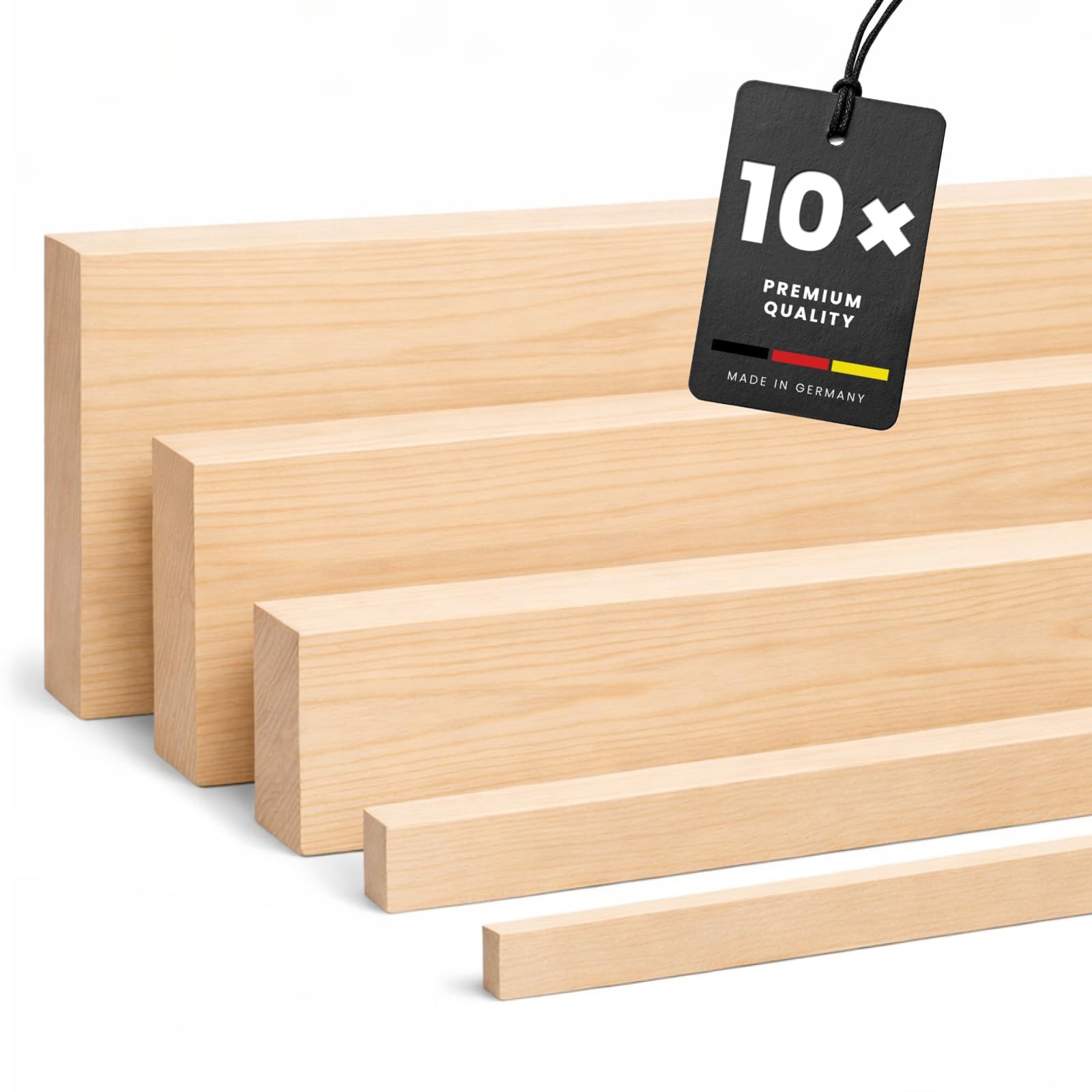 KGM 10x Rechteckleisten Kiefer 10x20 mm, Länge 2400 mm – Massivholz roh Holzleisten Bastelholz für DIY & Innenausbau