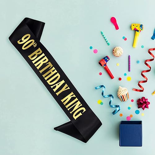 Miniatura 10 de MUMUNN Banda de cumpleaños de 30 años, banda de satén negro dorado para hombres, fiesta de cumpleaños número 30, fabulosa fiesta de cumpleaños,