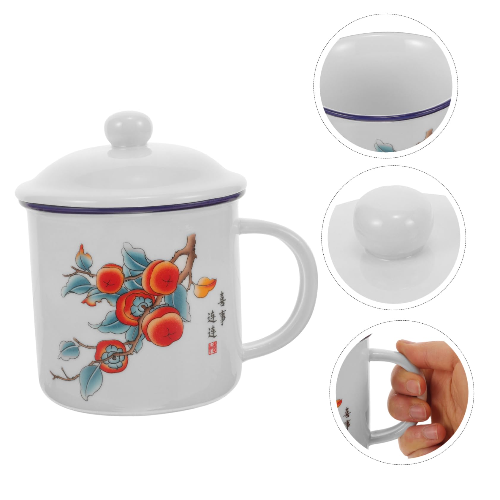 BESPORTBLE 3stücke Vintage Emaille Becher Mit Deckel Robuster Trinkbecher Für Outdoor-aktivitäten Praktischer Und Stilvoller Kaffeebecher Für Teeliebhaber Spülmaschinenfest Und Langlebig