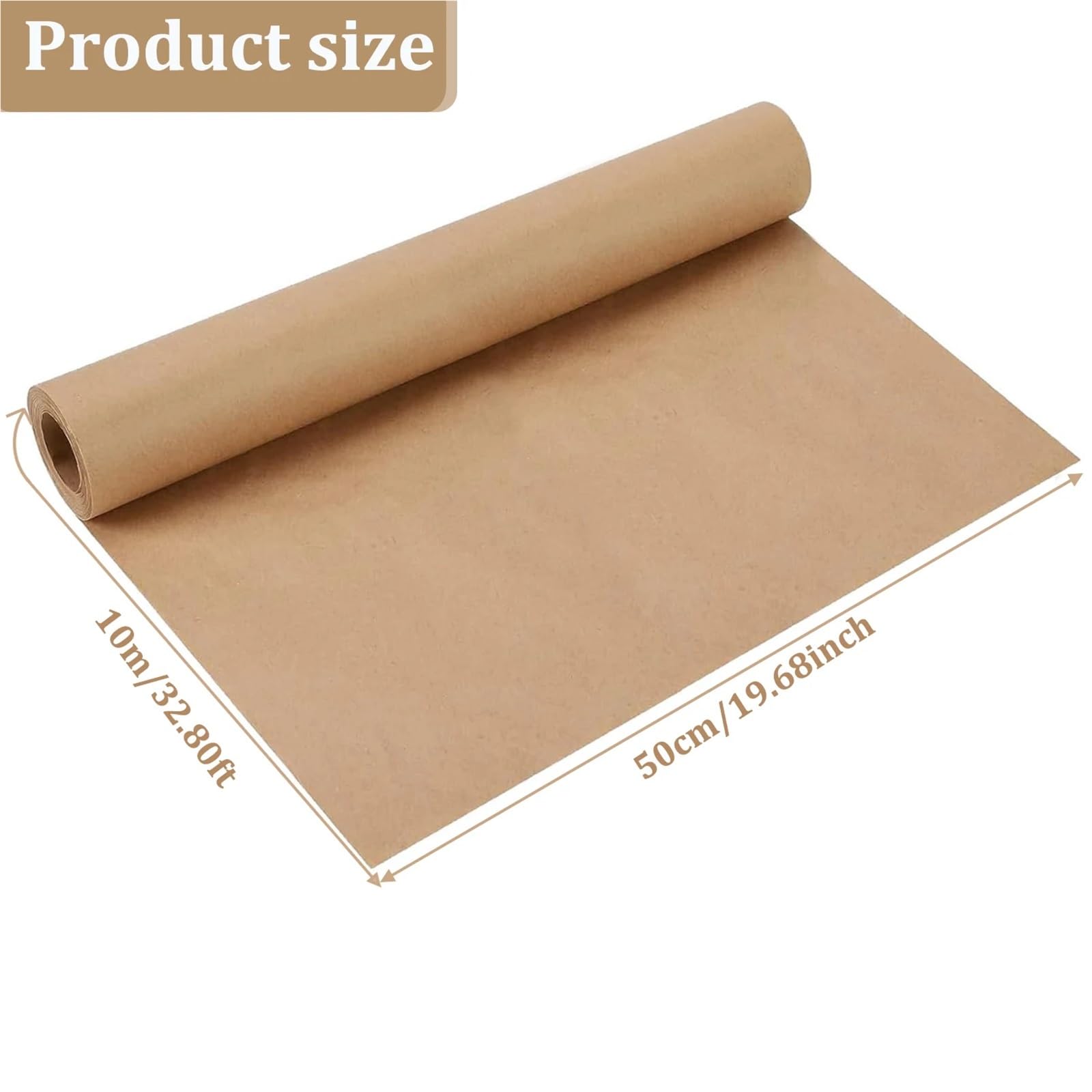 Papier do pakowania prezentów, 2 szt., brązowa rolka papieru siarczanowego o grubości 10 m – ekologiczne, biodegradowalne pakowanie prezentów do rękodzieła (brązowy, 50 cm x 10 m)