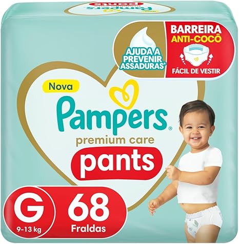 Fralda Pampers Pants Premium Care G - 68 fraldas Menor preço em Fralda Pampers Pants Premium Care G - 68 fraldas