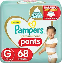 Fralda Pampers Premium Care Pants Tamanho G, Fácil de Vestir, 68 Unidades