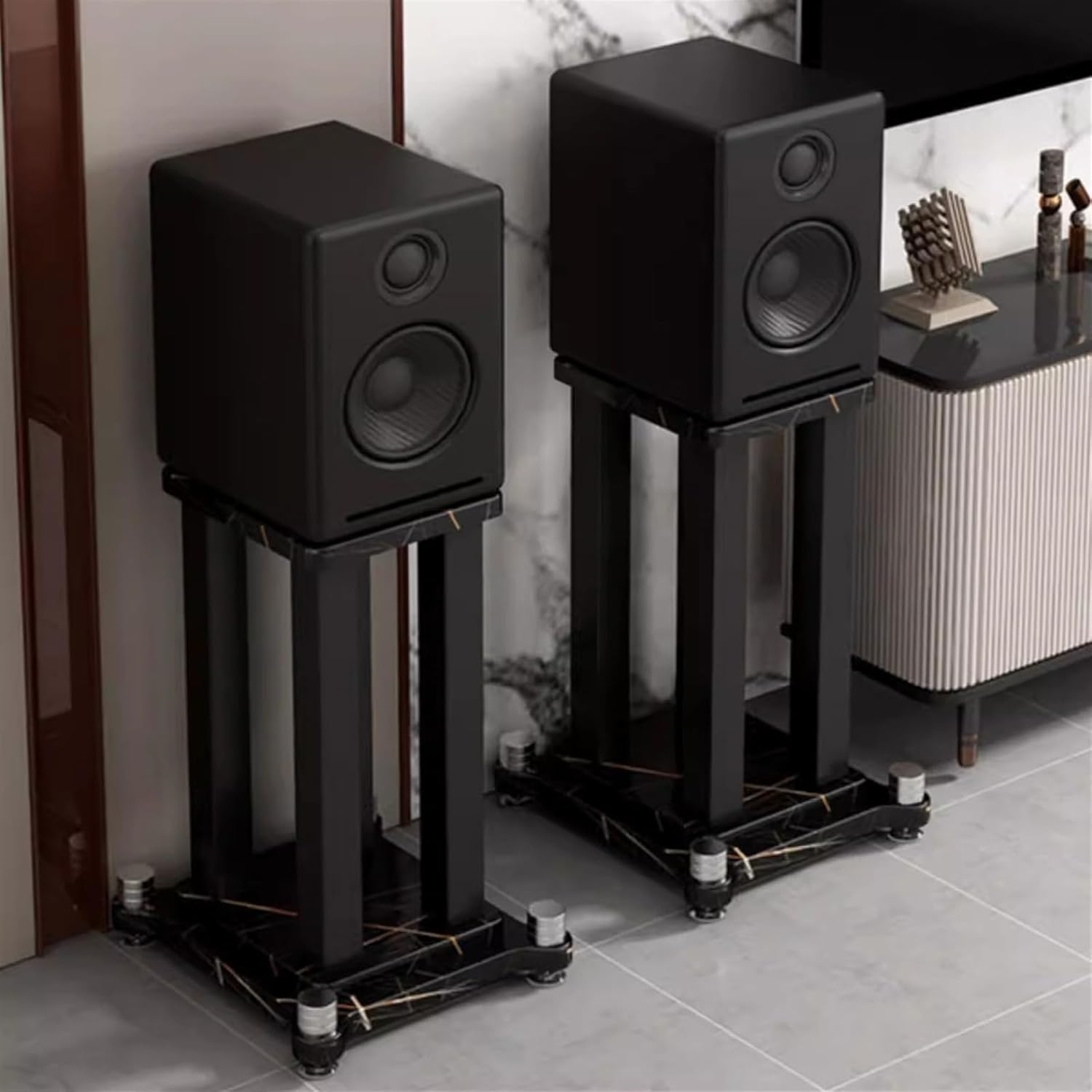 GLigeT Monitor Speaker Stands Speaker Stand Audio Bracket 6.5-inch 8-inch 10-inch 12-inch Home Theater Studio Metal Wood Shock Absorbing Nail Studio Monitor Stand(30 * 35 * 80)