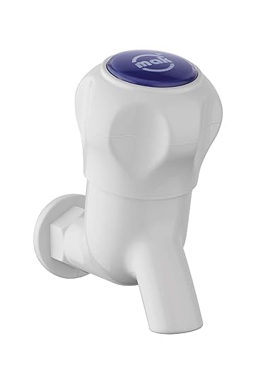 Axtry Pack Of 2 Mak ABS Plastic Water Tap/Plastic Bib Cock/Routing Tap for Water Outlet/Washing Kitchen Sink Tap/Bathroom Bibcock for Hot & Cold Water/Basins Cock (1/2 Inch  15mm) (White)