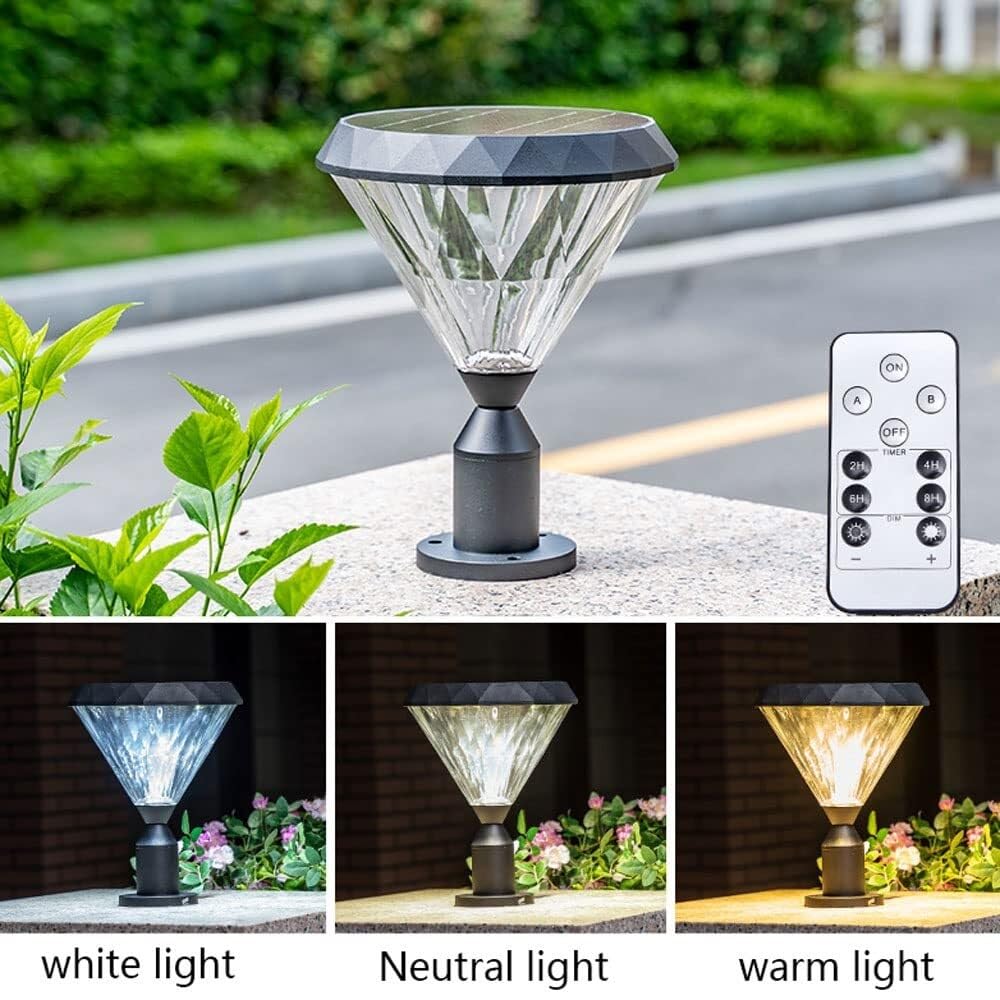 Trójkolorowa ściemnialna lampa solarna LED, domowa zewnętrzna wodoodporna lampa Stigma IP55, dekoracja ogrodzenia ogrodowego willi, słup oświetleniowy, do zewnętrznego og
