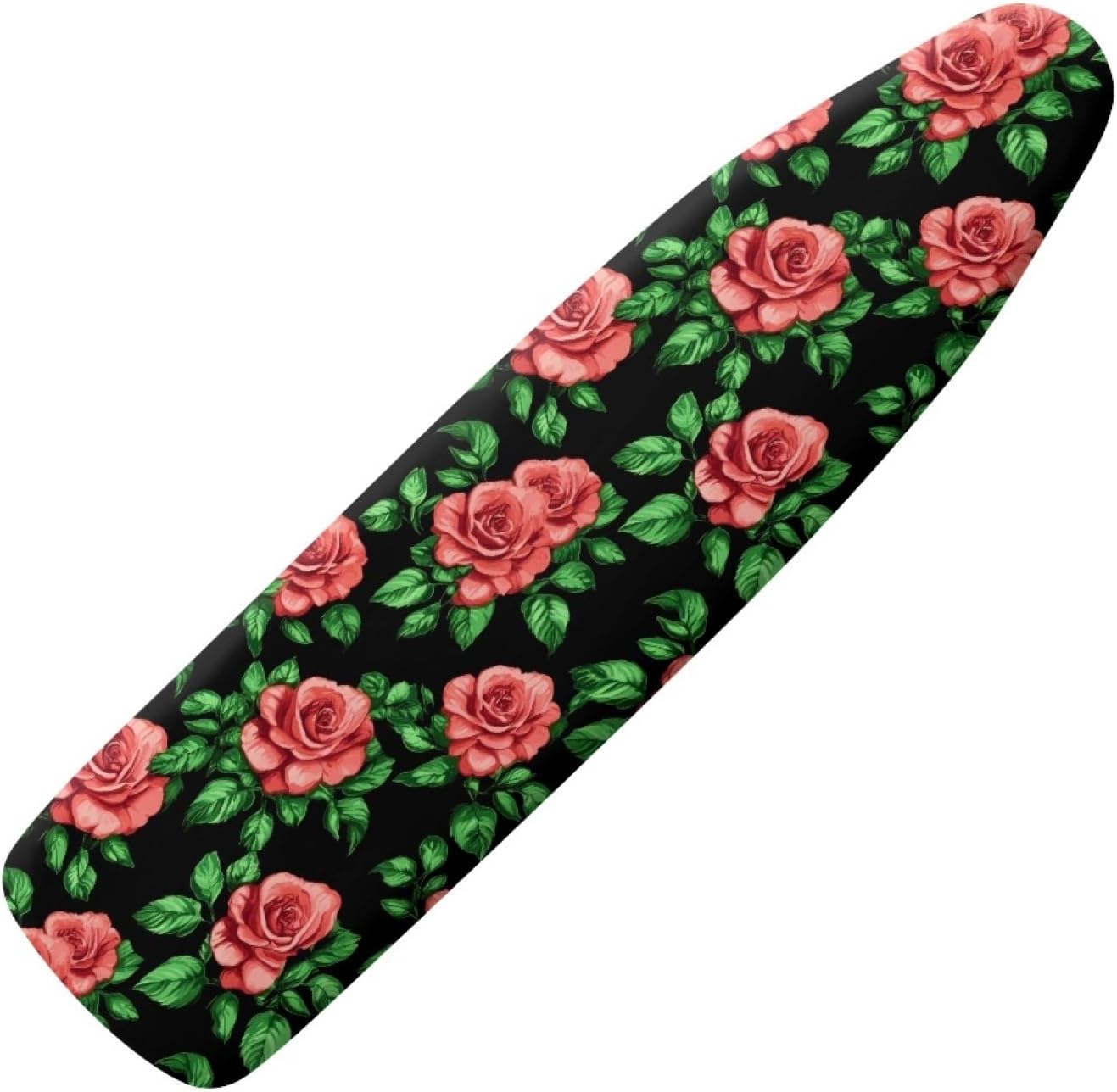 Padded Ironing Board Covers 18 X 49 Green Leaves, Black Ironing Board Pad and Cover Thick Replacement Drawstring Tightening & Lock, Easy Fit, Scorch & Stain Resistant, Non Slip