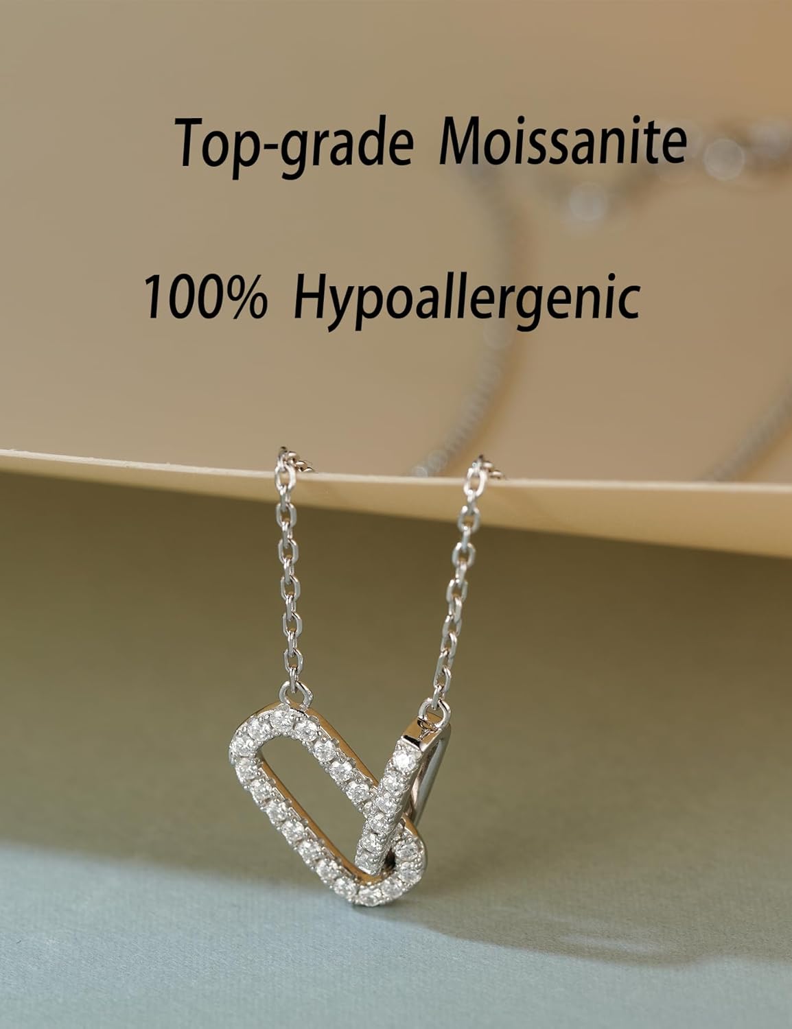 IMOLOVE Moissanite Pendant Necklace for Women, 0.5 Carat Dainty 925 Sterling Silver Pendant Necklaces for Women Simple Trendy Paperclip Pendant Necklace with 18K White Gold Plated - Image 2