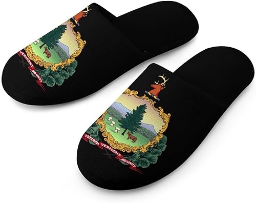 Coat Arms of Vermont Men's Cotton Slippers Casual Closed Toe House Shoes Cozy Bedroom Slippers for Indoor Outdoor