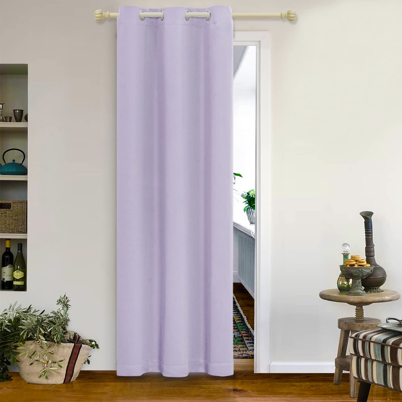 MYSKY HOME Lilac Closet Curtains for Doorway Blackout Door Curtains for Living Room Grommet Room Darkening Curtain for Bedroom Thermal Insulated Light