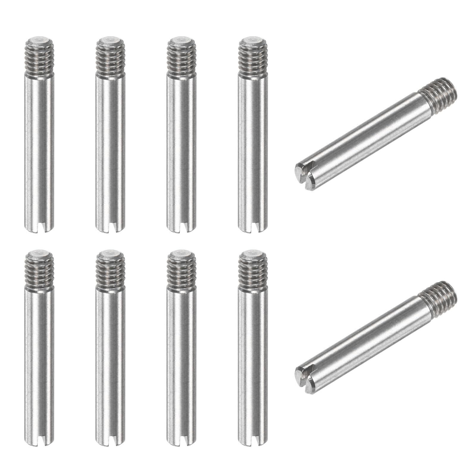 M METERXITY 10-Pack M3 x 20mm Slotted Cylindrical Pin Dowel, 304 Stainless Steel External Thread Locating Dowel Parallel Pins for Metal Devices/Wooden Projects [Silver Tone]
