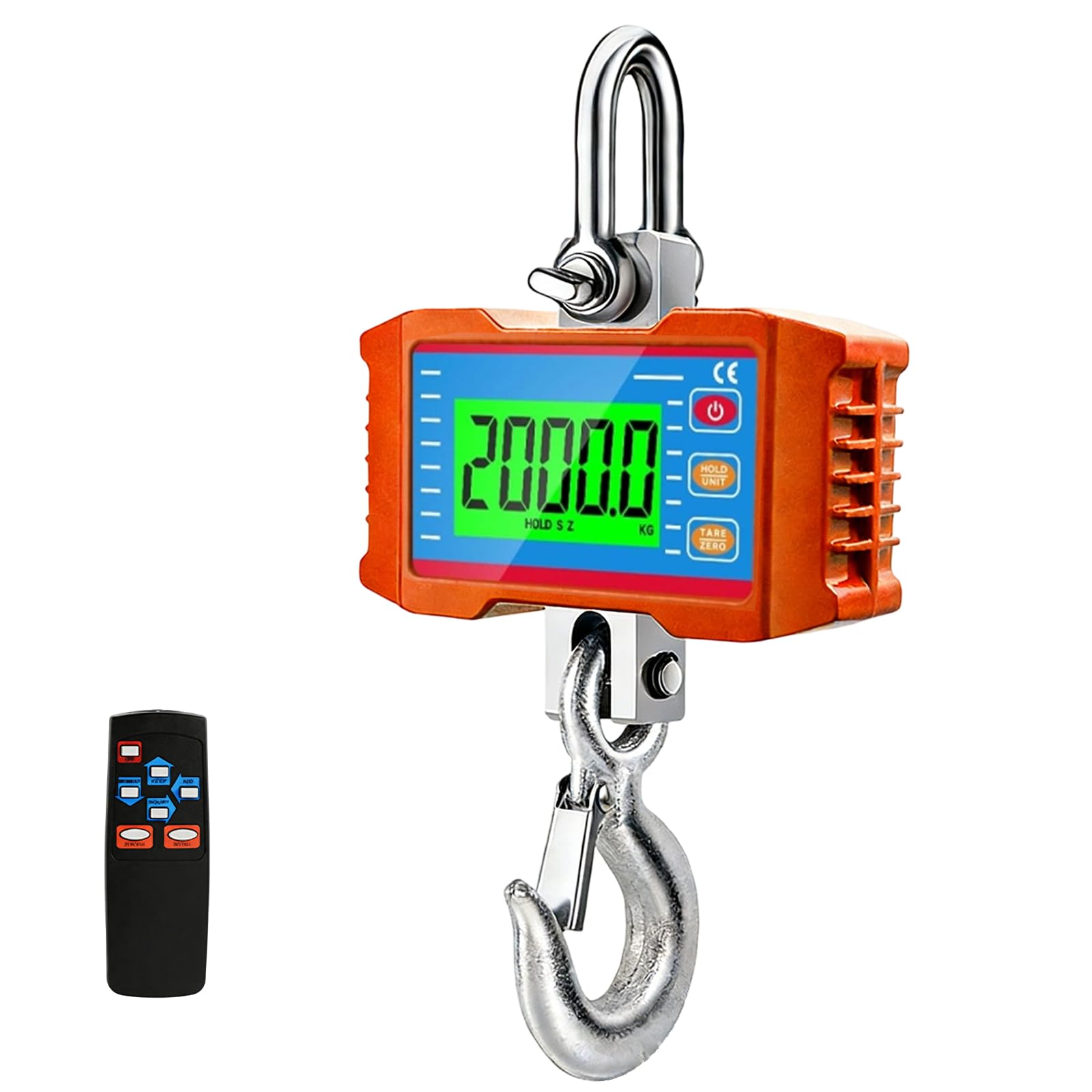 Kranwaage 2000kg/4000lbs, Digitale Hängewaage, Crane Scale Digital, Digitale Schwere Industrie Hängende Waage, Elektronische Zugwaage mit Sensor und LCD-Anzeige für Bauernhof(Ohne Batterie)