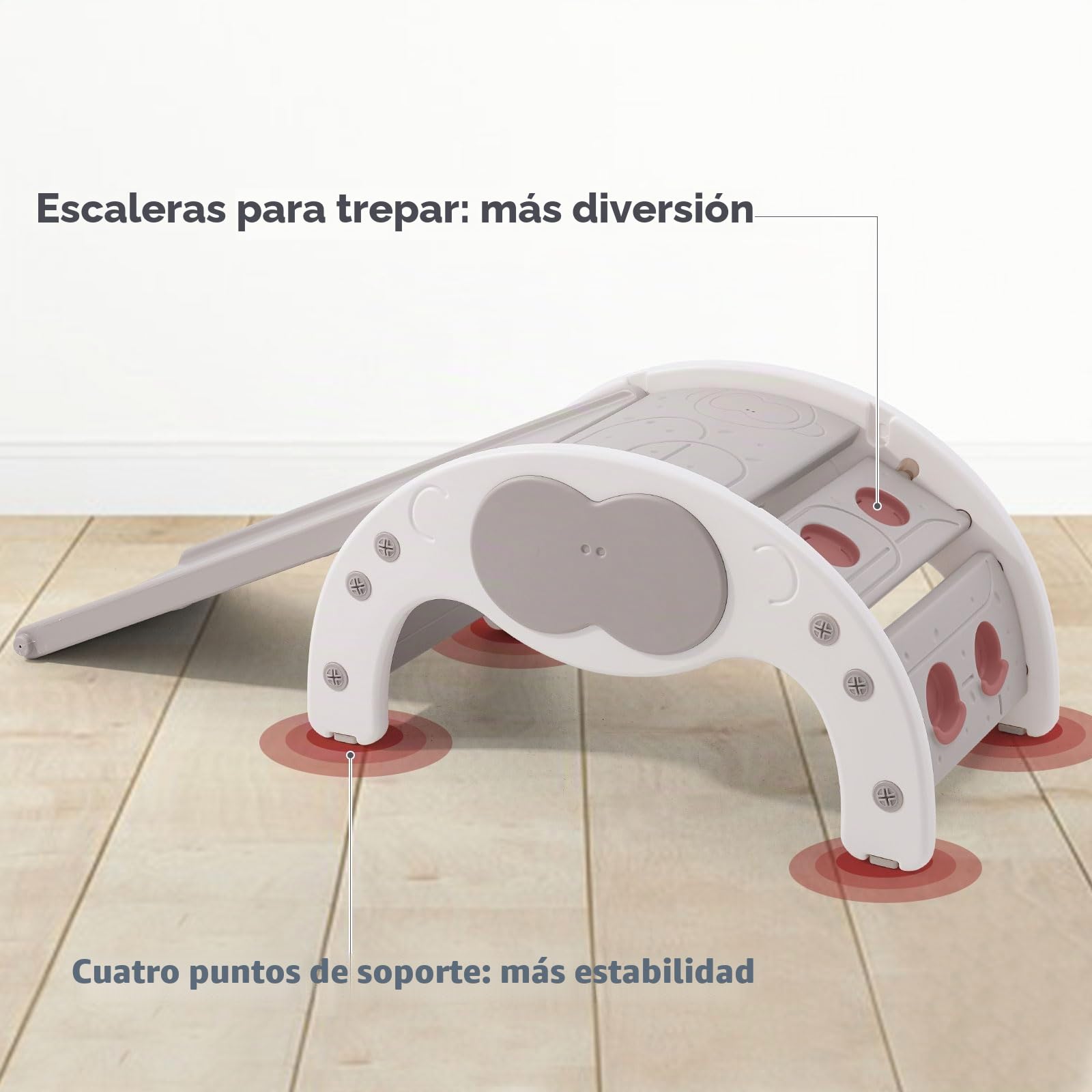 Estructura para trepar con 2 Tablas para trepar de Doble Cara, tobogán Infantil 3 en 1, Parque Infantil Interiores para bebés, Set de Escalada, Gris | Marco de escalada con 2 tablas de escalada de doble cara, parque infantil, plegable, seguro