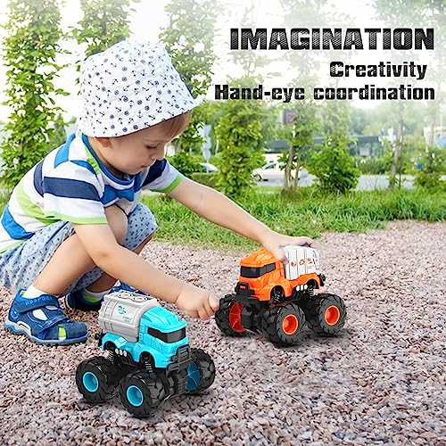 Sethland Garbage Truck Toys Monster Trucks 1:43 Pull Back Cars For Boys, 3 Pack Friction Powered Push And Go Cars, Trucks Toys Vehicles Set For Toddlers Kids 3+ Year Old Boys Girls #TOP5