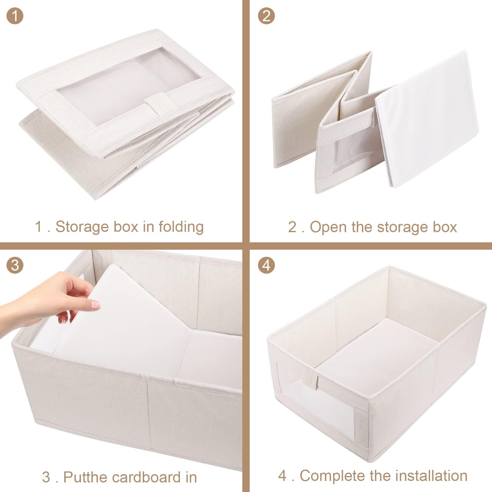 XIKAYA Armadio in tessuto,Organizer Armadio,Scatole Per Armadio,Scatole Portaoggetti per armadio,Cubo pieghevole in tessuto con finestra trasparente,per bucato,giocattoli,vestiti,libri (2 pezzi/set)