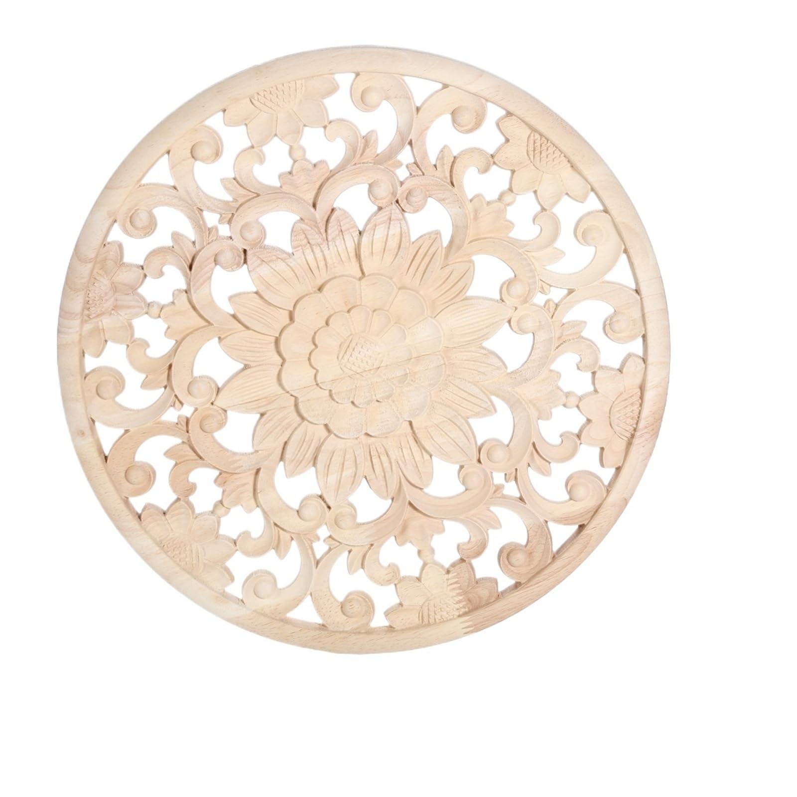 Ujedfhv One Color Wooden Furniture Decals Wood Carved Applique Round Onlay Woodcarving Decal Unpainted Decorative Flower Home Furniture Walls Decor For Cupboard