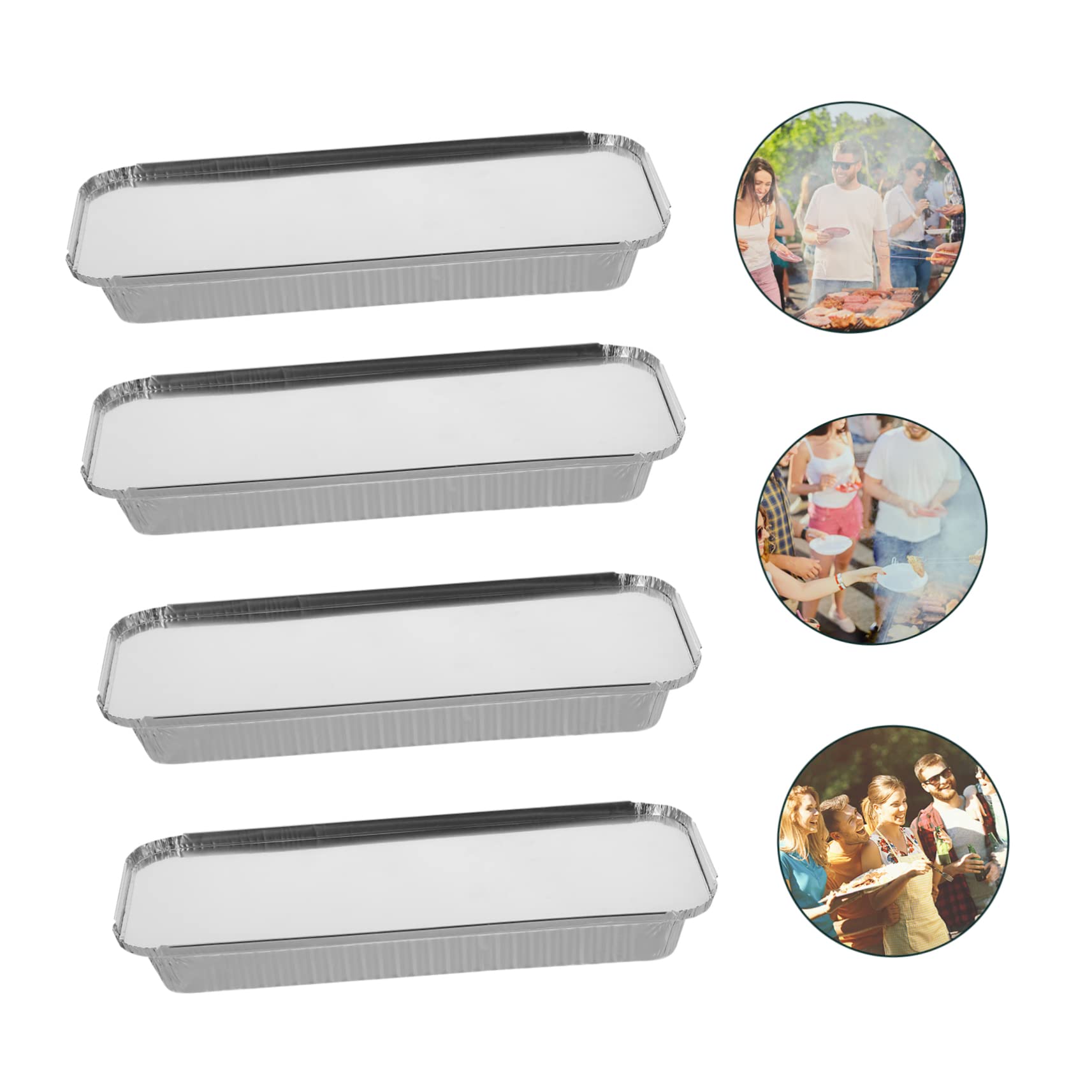 Cabilock Thick Aluminum Foil Disposable BBQ Bowls Takeaway Packing Boxes for Easy Storage Transport