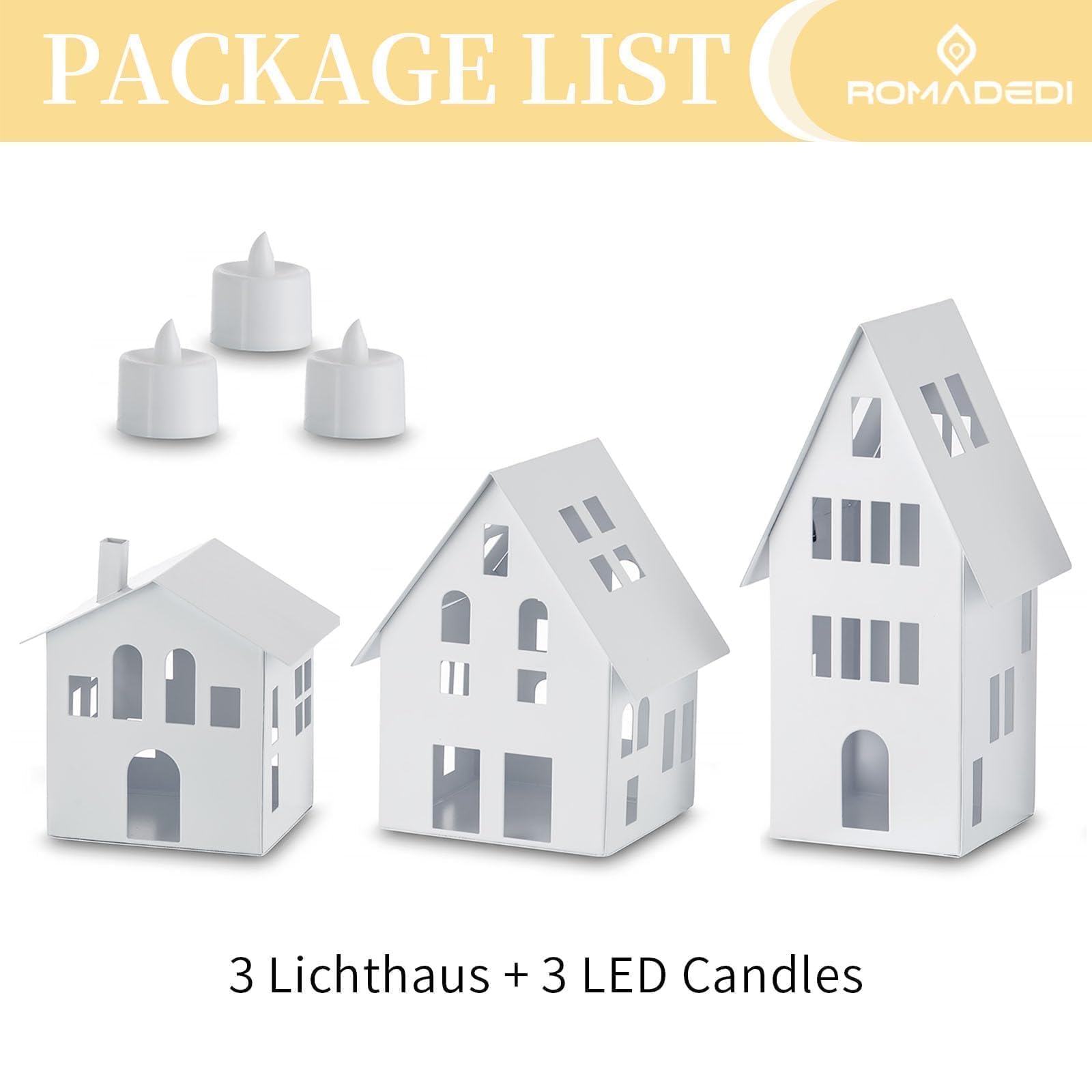 Romadedi Set di 3 Candelabri in Metallo con Candela LED Scaldavivano: Portacandela per Casa di Natale Decorazione per la Casa - 10,6/14,3/20,5 cm - per la Casa, Natale, Festa di Inaugurazione