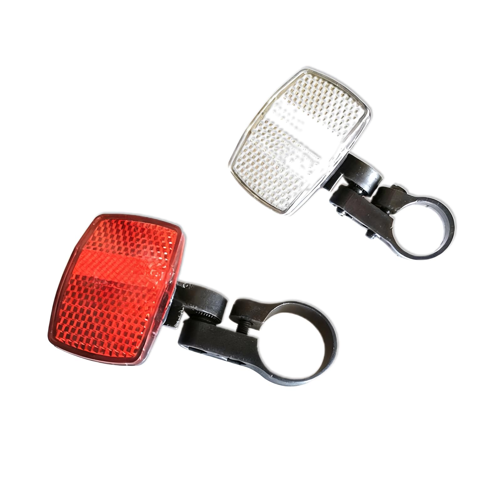Bicycle Safety Reflector Set, Front and Rear Reflectors, Red and White, 53mm x 35mm, High-Visibility Warning Lights for Road and Mountain Bikes, 2-Piece