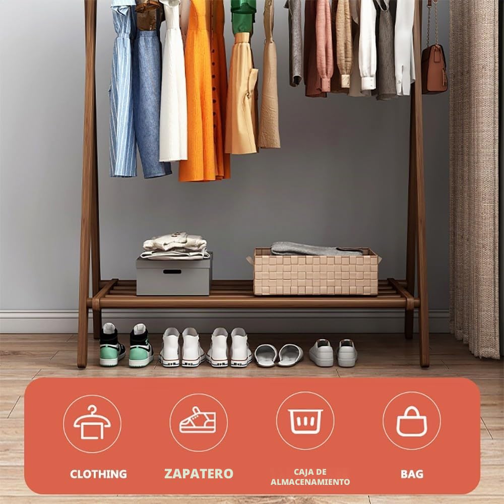 Perchero de Madera, Perchero de Madera de pie, Burro Ropa Plegable, Resistente y Estable, Maximum Load 80kg, para el Pasillo de la Oficina en casa : 60/80/100/120CMx46CMx150CM