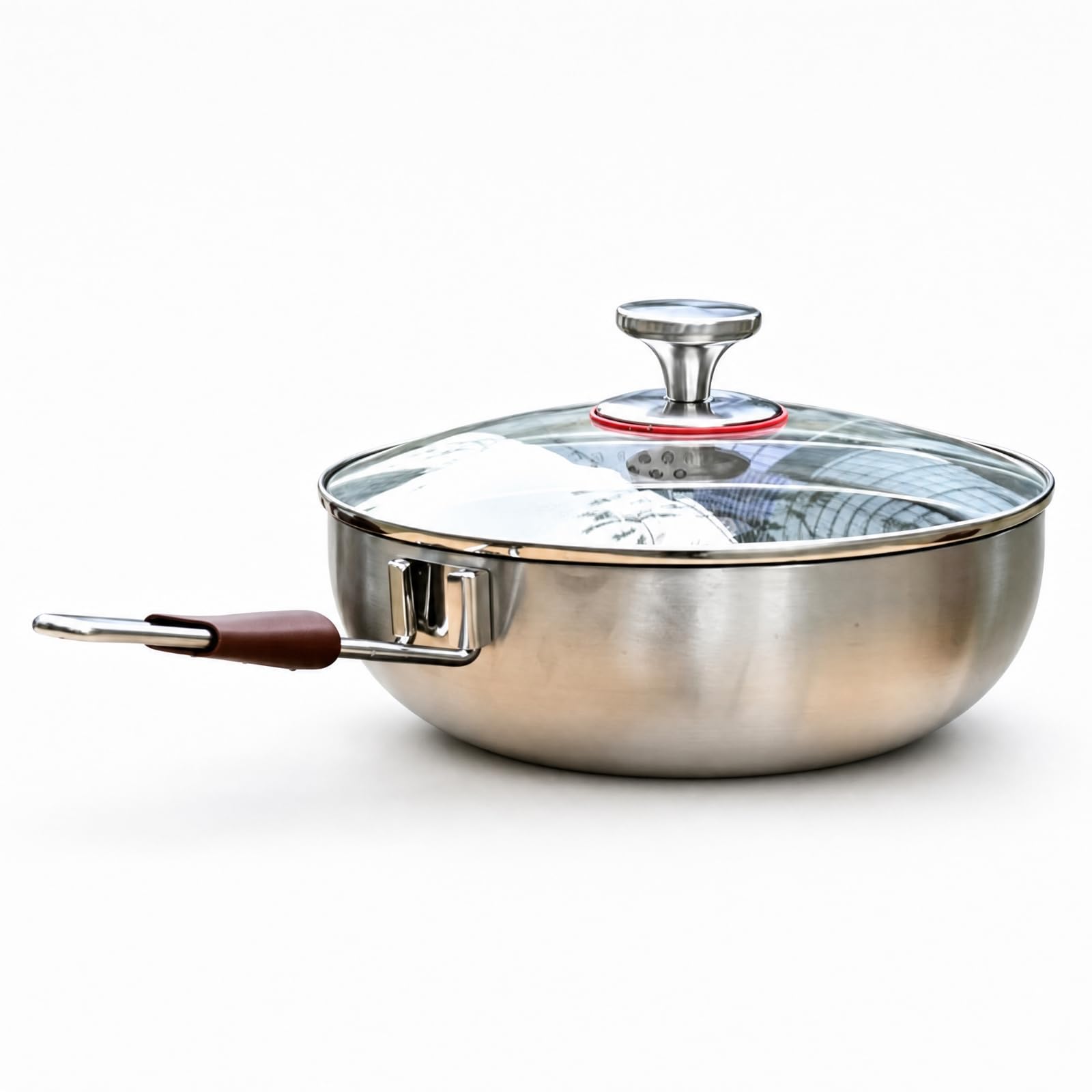 Milageto Sauteuse avec Poignée Amovible Inox 316, Couvercle Poêle 28CM