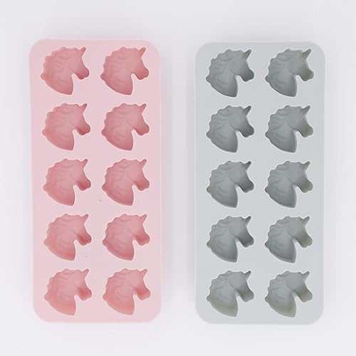 Miniatura 3 de MoldFun Juego de 2 moldes de silicona con cabeza de unicornio para hacer chocolate duro, gelatina, gelatina, pequeñas bombas de baño para hornear,